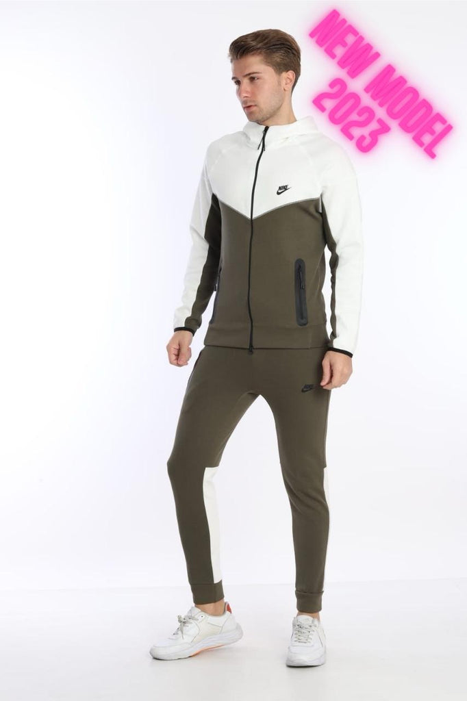 Nike Men's Tech Fleece 2023 Tracksuit Olive/White