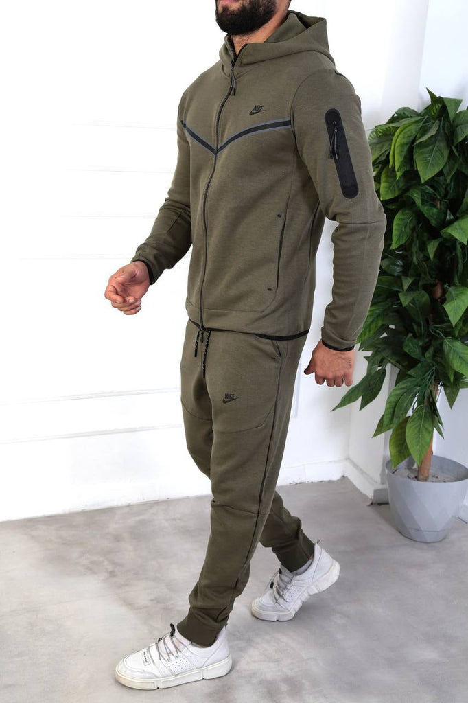 Nike Men's Tech Fleece Tracksuit Olive Green